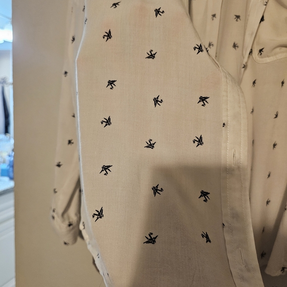Old Navy White Button-Down Shirt with Navy Mini Print - Picture 7 of 9